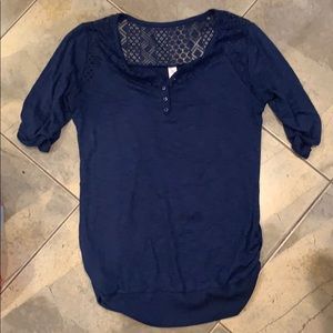 A navy blue blouse